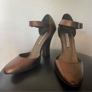 Charles David Metallic Bronze Brown Mary Jane Heels